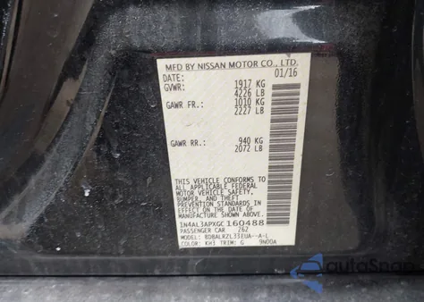 2016 Nissan Altima 2.5 Sl from USA, damaged, VIN 1N4AL3APXGC160488